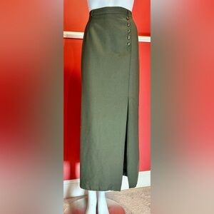 Conrad C vintage dark green long A-line skirt